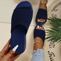 Pantoufles confortables en maille pour femmes, antidérapantes, grandes tailles, pour la maison, semelle souple en PVC, mules plates