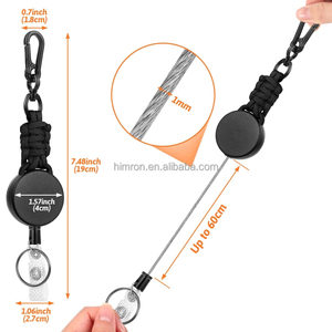 Porte-clés rétractable de haute qualité pour l'extérieur, porte-badge rétractable <span class=keywords><strong>Yoyo</strong></span> avec mousqueton en paracorde tressé - Product Image 4