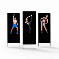 Miroir intelligent Android 4K interactif sur pied avec écran tactile IA pour affichage numérique, prêt pour les murs vidéo des magasins de détail et centres commerciaux