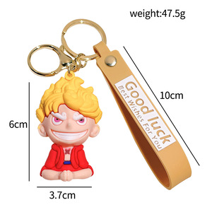 Porte-clés en silicone mignon de dessin animé One Piece <span class=keywords><strong>Luffy</strong></span>, pendentif de sac, pendentif de clé de voiture - Product Image 4