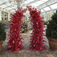 Arche de fleurs artificielles en soie rouge Zike, fleurs de rose, éco-responsable, durable, toile de fond de jardin pour la décoration de fête de mariage d'automne