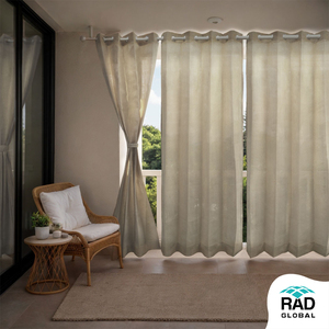 Sahara Sand Eyelet Outdoor Curtains 180 GSM with Warm Neutral Beige Tone and Breathable Light Filtering Fabric for Elegant Patio - Product Image 2