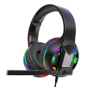 Ikat Kepala Pencahayaan Kustom untuk Bar Internet, Headset untuk Game dengan Logo Tercetak, Headphone Gaming Berkabel dengan Lampu LED