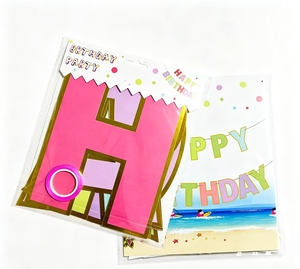Guirlande <span class=keywords><strong>de</strong></span> lettres Joyeux Anniversaire en papier doré pour décoration murale d'anniversaire, vente en gros - Product Image 6