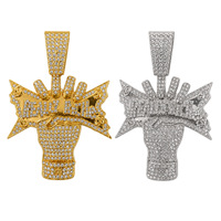 Collier pendentif unisexe en alliage plaqué or 18 carats, serti de zircons, motif géométrique, lettre, style hip-hop