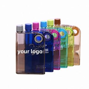 Botella de Agua Plana de Plástico con Logotipo Personalizado, Botella de Agua para Gimnasio de 380 ml, Fácil de Transportar - Product Image 1