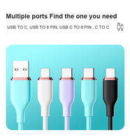 Câble de données USB Type C en silicone liquide 60W, transfert de données et synchronisation, câble USB C vers USBC, compatible Android