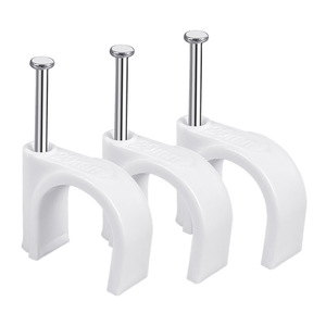 Clips para Cables LTS de 10 mm, Redondos, de Plástico y Nailon, para Fijación de Cables Telefónicos y de Red, Montaje en Pared - Product Image 1