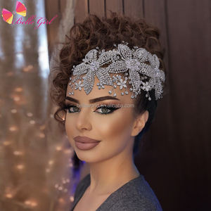 Accessoires de cheveux de mariée BELLEWORLD accessoires de bijoux en cristal de strass accessoires bandeaux de mariée <span class=keywords><strong>africaine</strong></span> femmes bandeaux coiffure - Product Image 6