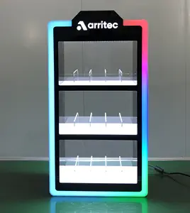 Soporte de exhibición de acrílico LED de 3 niveles con pantalla de encimera de aceite esencial óptico de cigarrillo personalizado