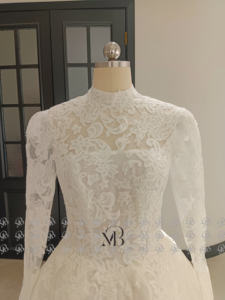 Милые Свадебные платья MW465 2025 роскошные женские свадебные платья с высоким воротом цвета слоновой кости кружевные мусульманские свадебные платья принцессы для торжественной вечеринки - Product Image 3