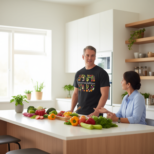 T-shirt Dietologo Registrato con Design Alimentare, Girocollo Nero, Unisex Adulto, Manica Corta, Stampa Digitale, Promozionale - Product Image 2