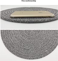 QJMAX Sets de table ronds en coton tissé de belle conception Tapis de table ménagers (12 pouces, 4 ensembles, fleur gris foncé)