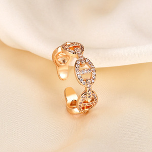 Anello da naso da donna regolabile con <span class=keywords><strong>micro</strong></span> pavé di zirconi cubici, design a naso di maiale, gioiello di tendenza, elegante e di lusso, stile americano. - Product Image 4