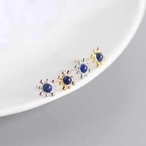 Geometrische blaue natürliche Lapislazuli-Sonnen-Ohrstecker aus 925er Sterlingsilber - Product Image 3