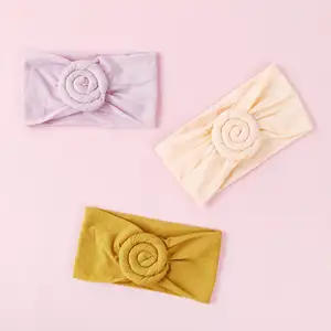 New design Hair Accessories Elastic Headband Stretchy Nylon Hair band Bows Baby turban Head bands for Infant Baby Tie Bows