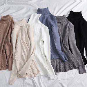 Pull col <span class=keywords><strong>roulé</strong></span> <span class=keywords><strong>femme</strong></span> automne-hiver coréen en nylon épais, haut ajusté noir tricoté, chemise de base élégante et tendance - Product Image 5