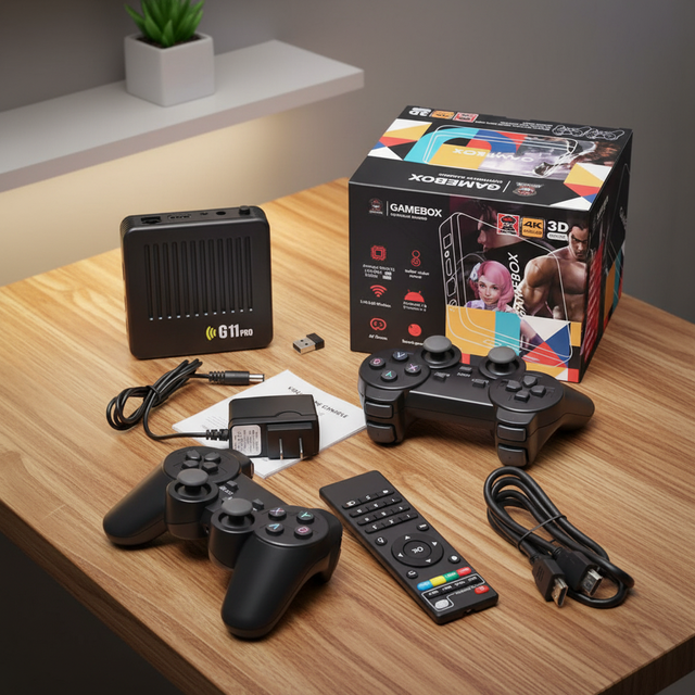 G11pro Retro Game Console 256GB Max 50000 Games 60+ Emulators 12nm Chip Wireless 2.4GHz Dual Handle TV Box Wholesale