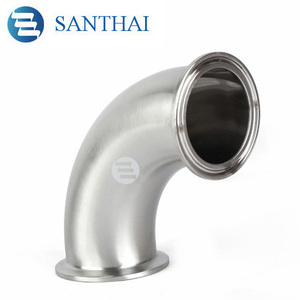SANTHAI Marque Sanitaire SS304 SS316L En Acier Inoxydable SMS,3A, Dn25 Tri Pince/Soudure, filetage à 90 degrés de Coude De Tuyau de bonne qualité - Product Image 2