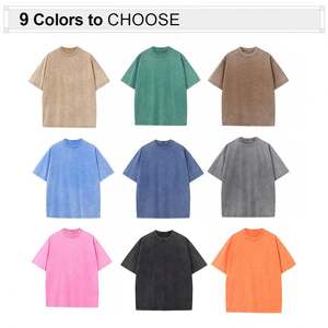 사용자 정의 로고 빈티지 산성 세척 스트리트웨어 빈 대형 티셔츠 100% 면 남성 티셔츠 - Product Image 2