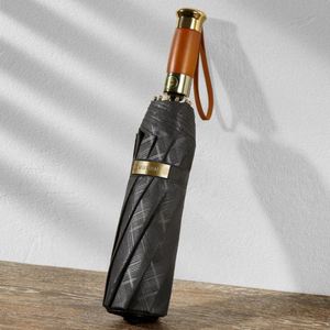 Parapluie publicitaire haut de gamme à dix baleines, avec poignée en bois massif et lettrage automatique - Product Image 1