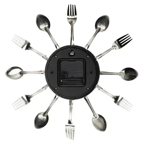 สร้างสรรค์มีดส้อมช้อนตกแต่งโลหะผนังนาฬิกาสำหรับห้องครัว - Product Image 1