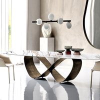 Table à manger moderne en pierre frittée, table à manger rectangulaire de luxe à motif marbré pour la maison, le restaurant, la salle à manger