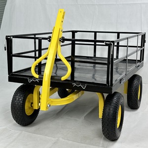 Steel Four-Wheel Garden Handcart 1120X750X278mm Detachable Handle And Sides <b>For</b> Outdoor Use - Product Image 3