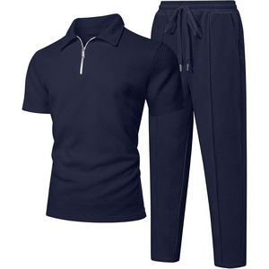 Ensemble de survêtement pour homme 2 pièces, sweat-shirt à manches courtes décontracté, pantalon de jogging ample, design respirant - Product Image 6
