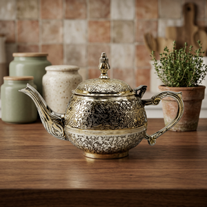 Théière vintage en métal avec couvercle et poignée, pot à eau décoratif, bouilloire - Product Image 5