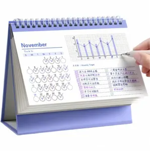 Pages personnalisées de qualité haut de gamme imprimées filaire reliure calendriers du nouvel an 2024 calendrier de bureau