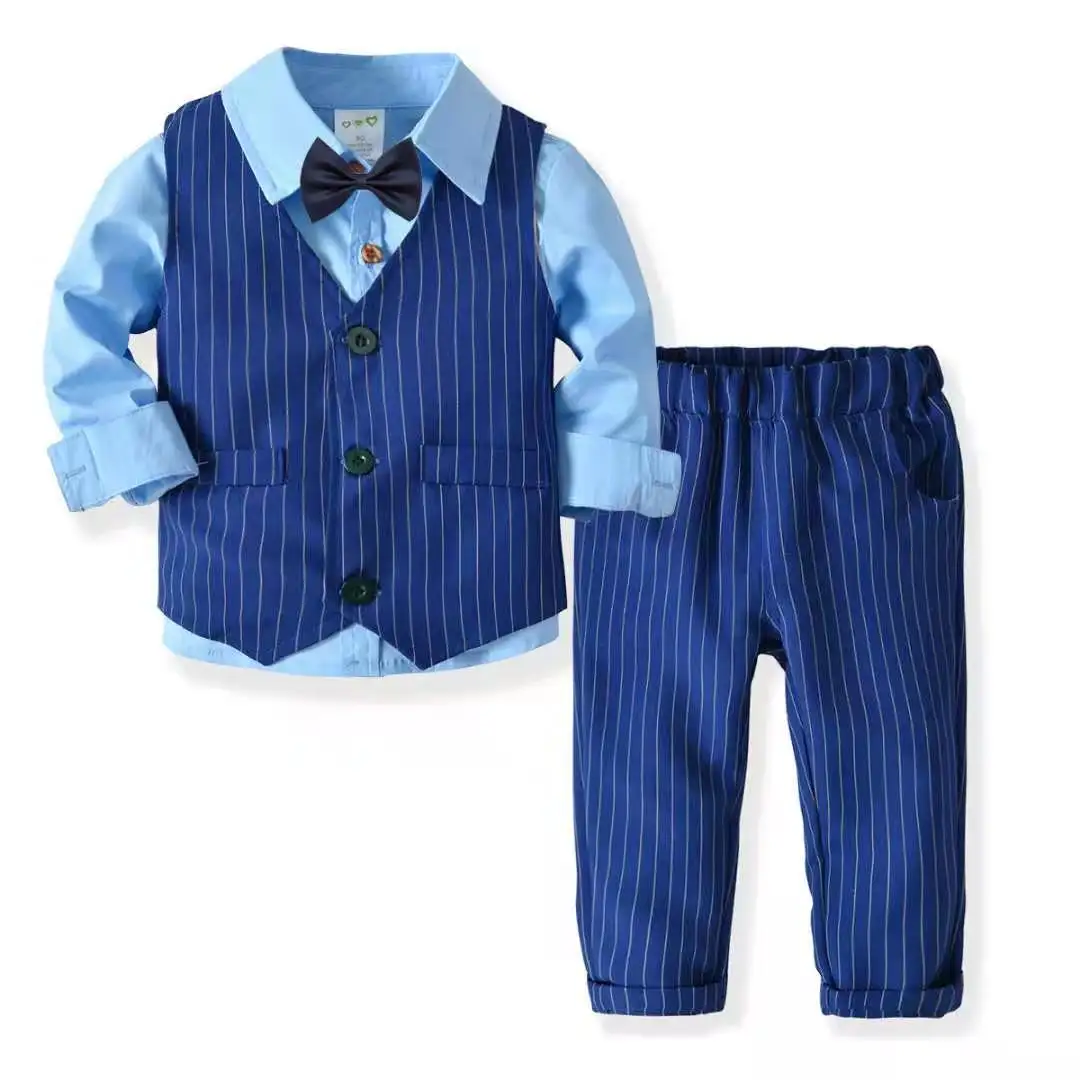 WSG47 Mode Kleidung Set Gentleman Kinder hemd Weste Hose Junge 3 Stück Anzug für die Hochzeit