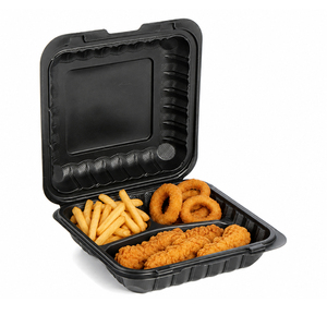 White 8-Inch 3-<b>Compartment</b> Clamshell Food Container MFPP Plastic Disposable <b>Lunch</b> <b>Box</b> - Product Image 4