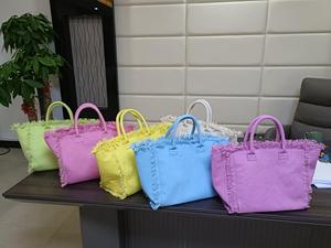 2025 New Summer Trendy Tassel Portable Bohemian Fringe Bag Pink <b>Canvas</b> Shoulder Thick <b>Canvas</b> <b>Tote</b> Waterproof Beach Shopping Bags - Product Image 5