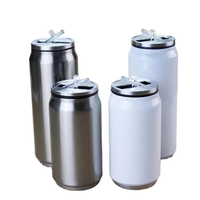 12oz/17oz En Acier Inoxydable Double Paroi Cola Peut Bouteille Thermos Boîtes Sous Vide Cokes D'eau Bouteille Avec Couvercle Rabattable