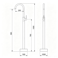 Robinet sur pied gris, finition minimaliste, monocommande, pour lavabo de salle de bain