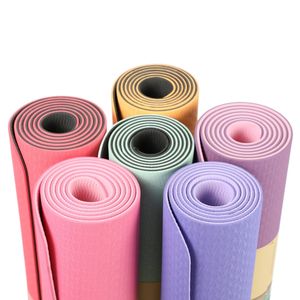 Fabbricazione di fabbrica antiscivolo durevole Tpe Pilates <span class=keywords><strong>viola</strong></span> doppio strato eco-friendly Tpe <span class=keywords><strong>Yoga</strong></span> Mat 6mm - Product Image 6