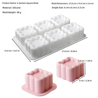 Moule en silicone à 6 cavités en forme de fleur concave, motifs carrés, triangulaires et en forme de cœur pour mousses, chocolats artistiques, gâteaux et desserts