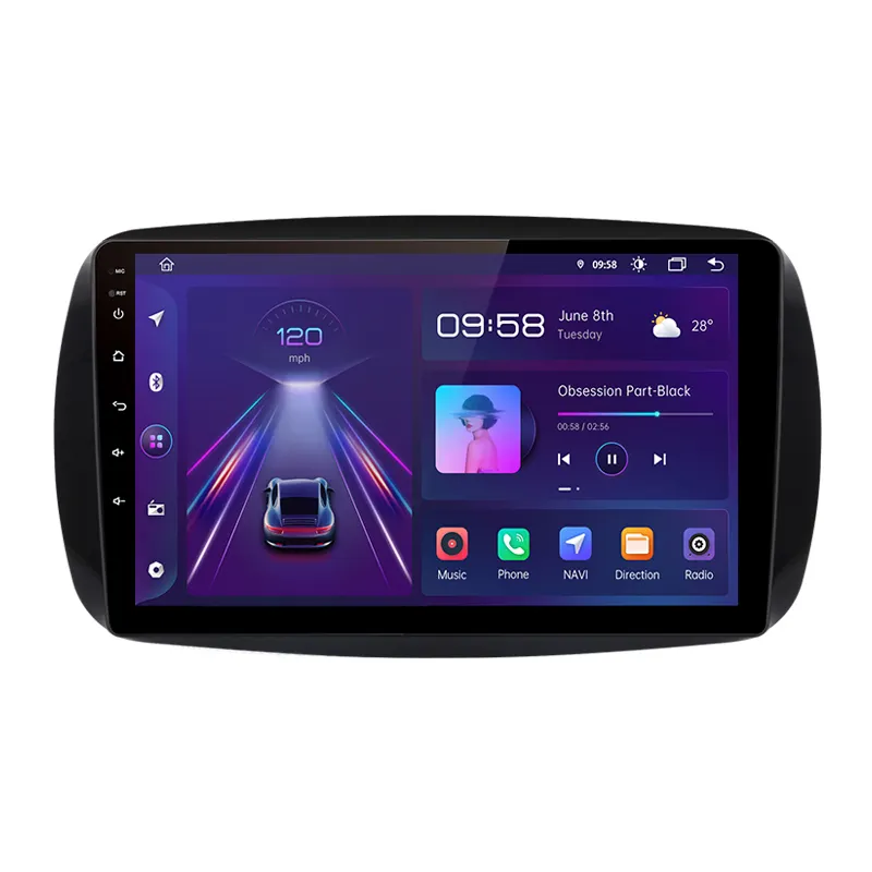 Junsun V1pro 6 + 128GB Bermain Mobil Android Auto Radio Mobil Video Kotak Hitam untuk Mercedes Benz Smart 2016 Car DVD Player GPS Navigator 1