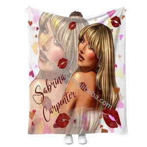 Couverture de l'album Short N' Sweet de <span class=keywords><strong>Sabrina</strong></span> Carpenter, couverture en peluche personnalisée à faible MOQ, couverture en flanelle polaire - Product Image 1