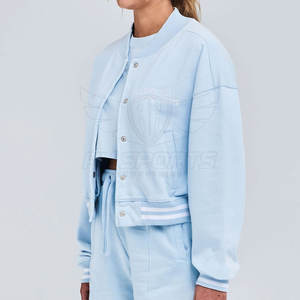 Grande taille respirant femmes recadrée veste universitaire Logo personnalisé brodé culture femmes Letterman Baseball vestes - Product Image 4