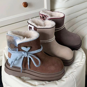 Stivali invernali all'ingrosso con punta larga per donna stivali stile moda personalizzati con Logo di cotone scarpe calde da donna stivali da neve - Product Image 2