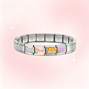 Bracelet <span class=keywords><strong>en</strong></span> acier inoxydable pour femme, style italien, avec breloques 'Baby Sugar Love Forever' et <span class=keywords><strong>mots</strong></span> <span class=keywords><strong>anglais</strong></span>, compatible 9mm, pour la création <span class=keywords><strong>de</strong></span> bijoux DIY - Product Image 4