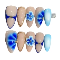 Uñas Postizas de Alta Calidad FATFAT, Hechas a Mano, con Cobertura Total, Diseño Francés en Forma de Almendra, Suministros de Uñas Postizas al por Mayor