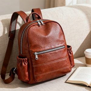 कस्टम निर्माता प्रीमियम टैन वेगन चमड़े के बच्चे डायपर बैग लक्जरी यात्रा चमड़े के डायपर बैग बैकपैक - Product Image 2