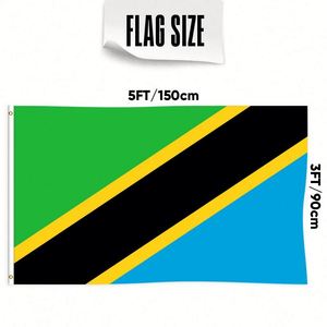 3x5Ft Tanzania <b>Flag</b> Polyester With Two Brass Grommets Single Layer Hanging Outdoor and Indoor Deco - Product Image 2