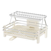WIREKING Égouttoir à vaisselle en aluminium antirouille à 2 niveaux pour 13 assiettes, grande taille 18,6 pouces avec porte-couverts, montage sans outils