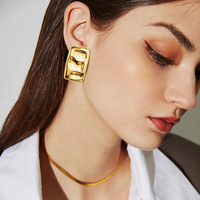 Boucles d'oreilles tendance plaquées or, géométriques, grandes boucles d'oreilles en or 14 carats pour femmes