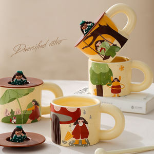 Tazas de Café y Té de Porcelana Bonitas y Elegantes de Buena Calidad, Vajilla de Cerámica, Tazas de Pareja con Tapa <span class=keywords><strong>para</strong></span> el Hogar - Product Image 1