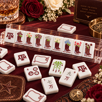 Tuiles de Mahjong Américaines en Acrylique Western, Bottes Florales de Cowboy du Texas, Ensemble de Jeu de Mahjong de Luxe, Cadeau Personnalisé